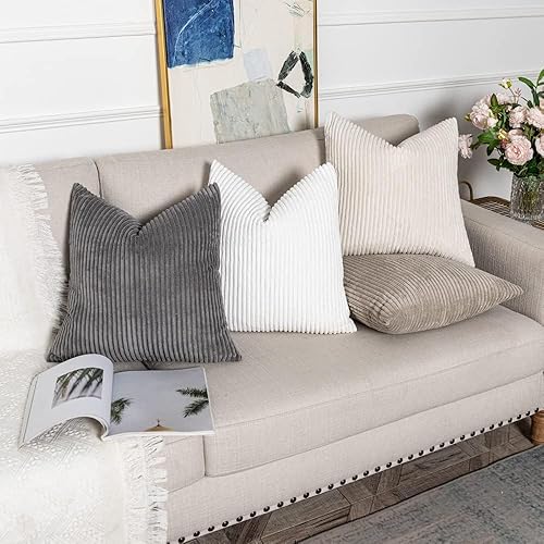Miniatura 7 de Komollocoe Juego de 4 fundas de almohada neutras primaverales de 18 x 18 pulgadas, de terciopelo bohemio, decorativas, para sofá, sala de estar,