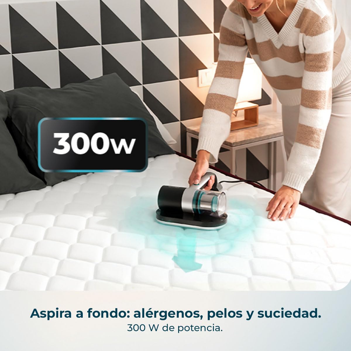 Cecotec Aspirador de Colchones y Tapicerías de Mano Conga Rockstar 3000 Mattress Essential. 300W, 10kPa, Luz Ultravioleta UV-C, Tecnología con Cepillo Motorizado y Aire Caliente, Retiene Alérgenos - 2