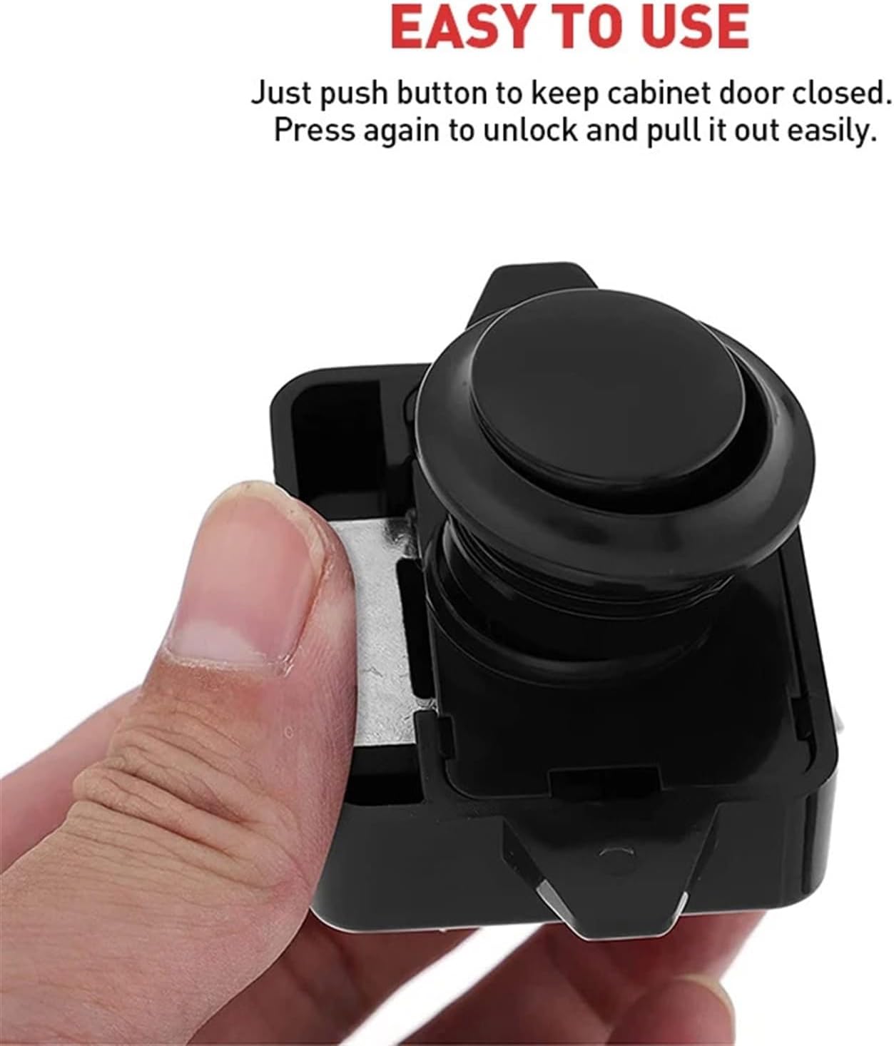 Black Push Button Latch Lock RV Camper Car Drawer Lock Keyless Kitchen Cabinet Door Lock 26mm Cut Hole Furniture Hardware 1Pcs