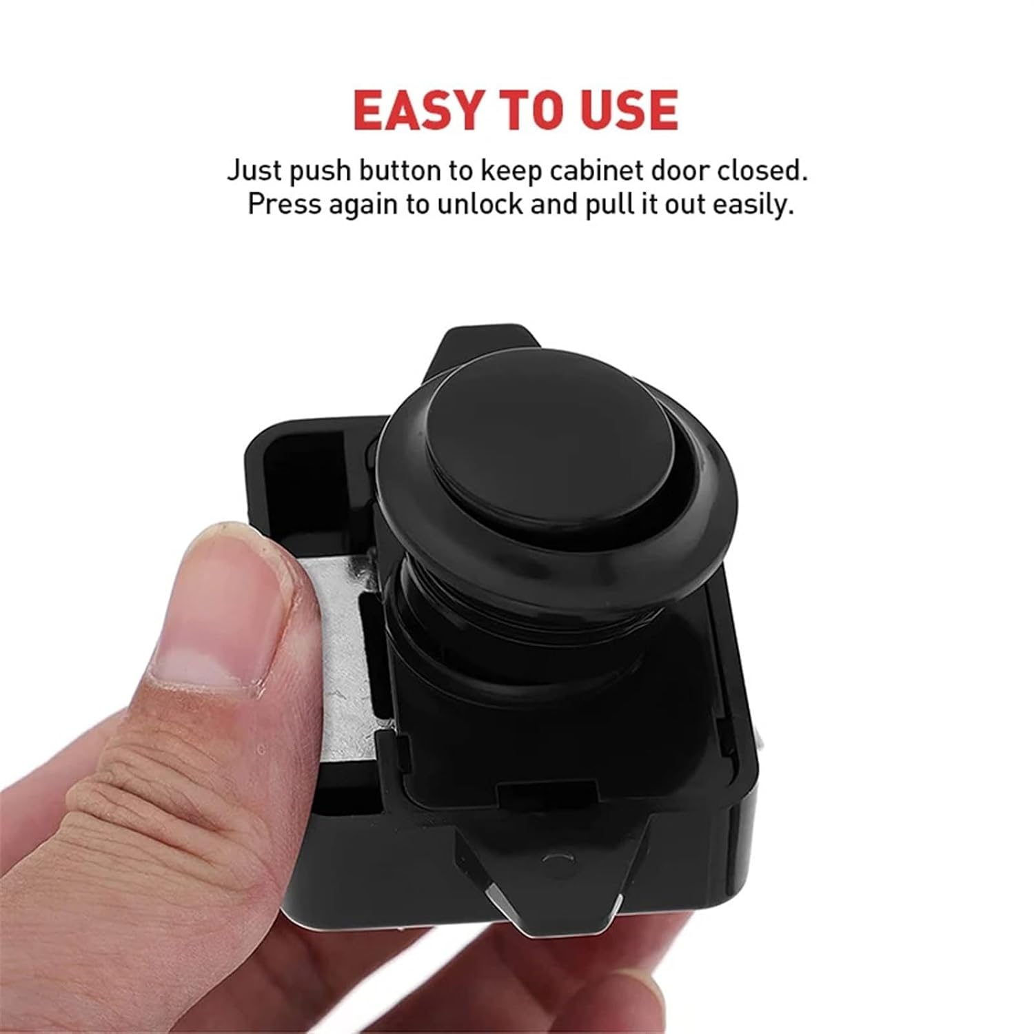 Black Push Button Latch Lock RV Camper Car Drawer Lock Keyless Kitchen Cabinet Door Lock 26mm Cut Hole Furniture Hardware 1Pcs