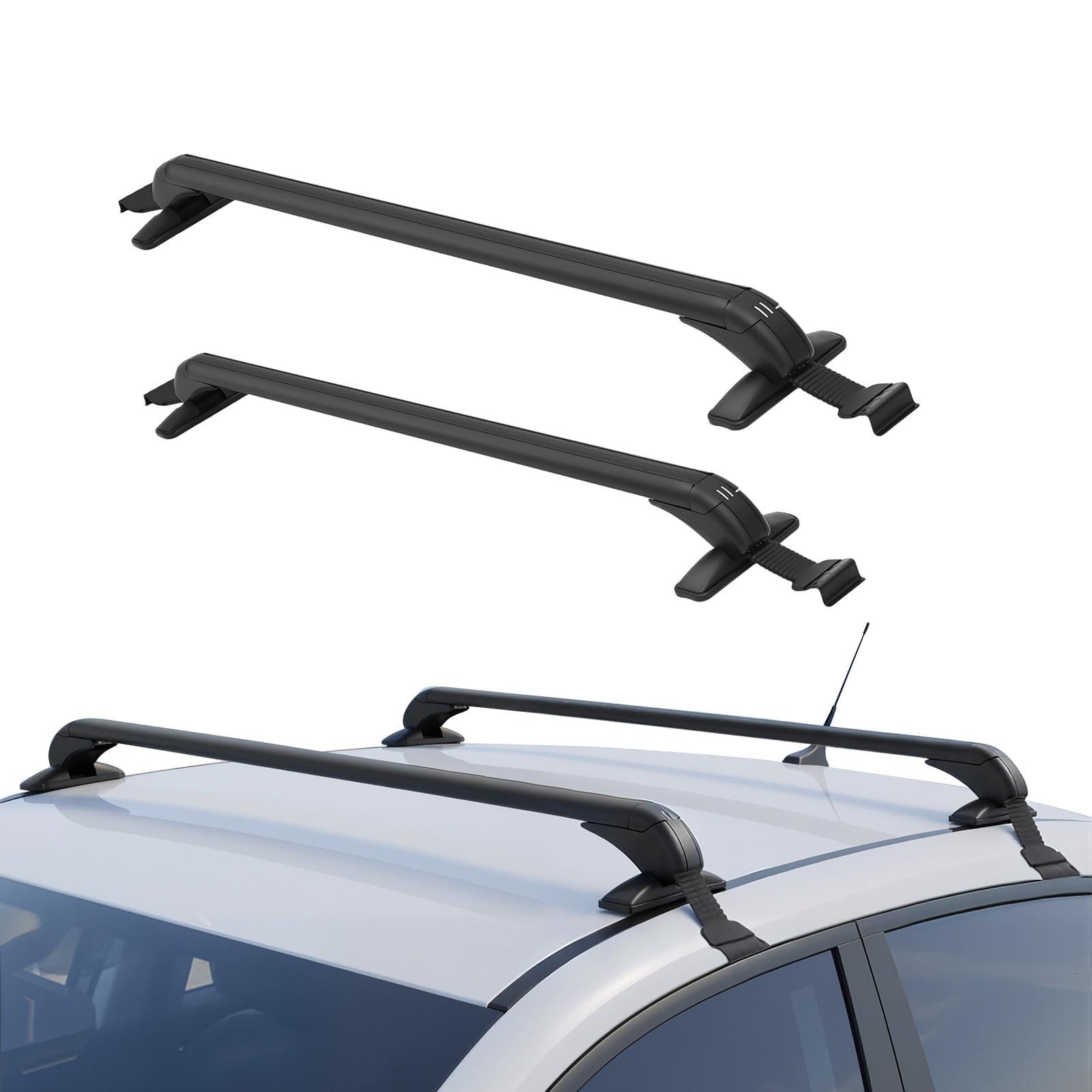 Dachgepäckträger Auto, Dachträger Offene Reling Dachträger Universal Aluminium Autoträger Verschließbare Dachgepäckträger 100cm Maximale Belastung 75kg (Schwarz)