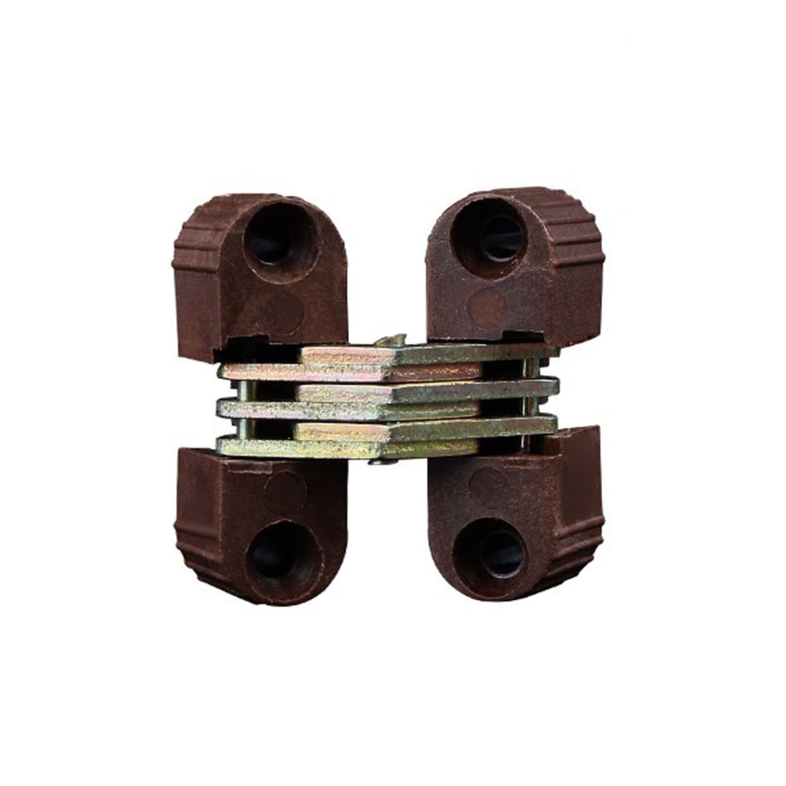 6pcs Hidden Folding Door Barrel Cross Hinge Plastic Invisible Concealed Hinges for Dining Table Connection Furniture Hardware(Brown)