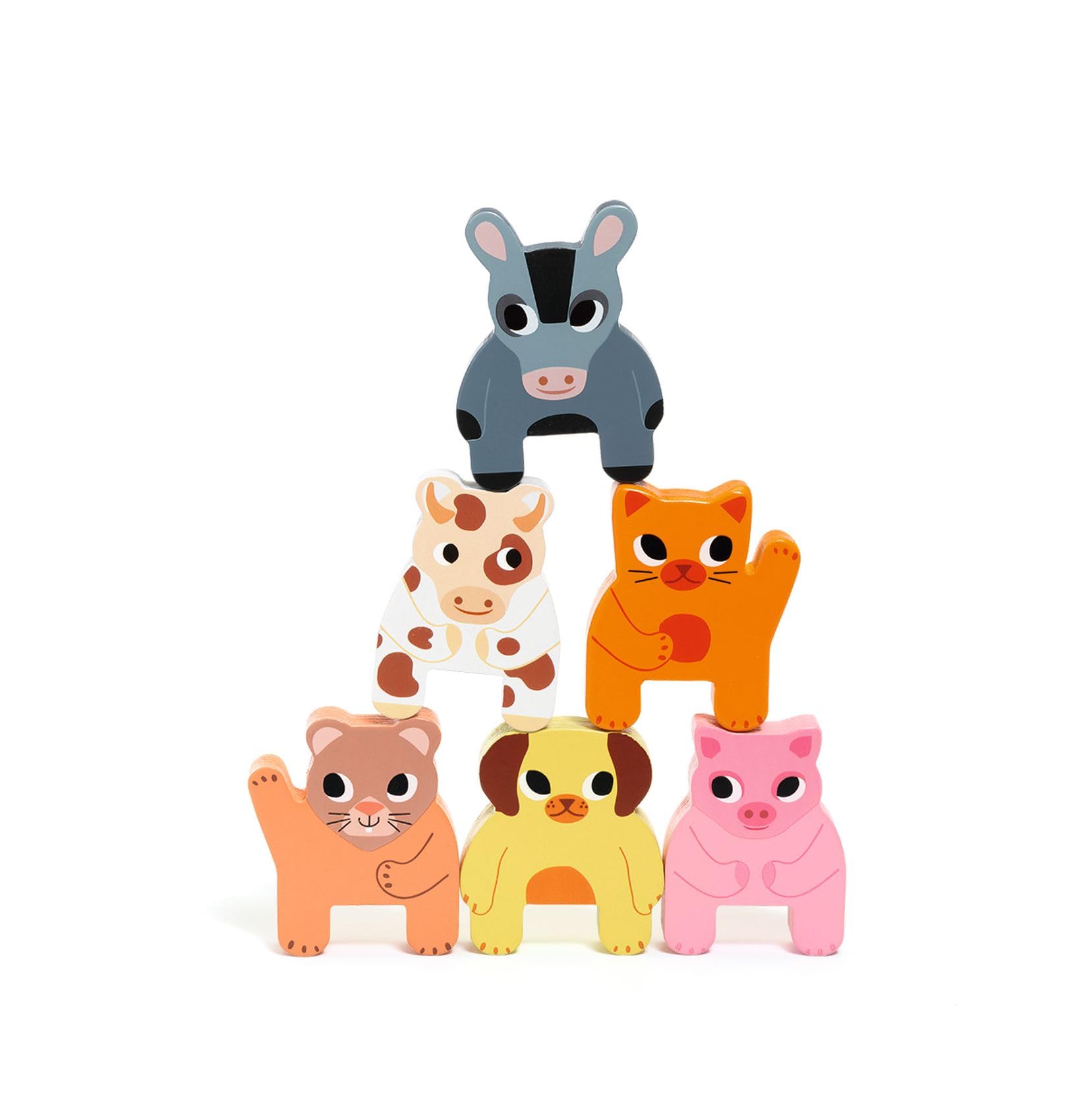 DJECO Farm Animals Wooden Train - Trainimo Farm - Safe for Kids Toys, Cute Toddler Vehicle, Stackable Animals for Imagination, Active Play, Motor Skills - Perfect for Boys & Girls Ages 18+ Months