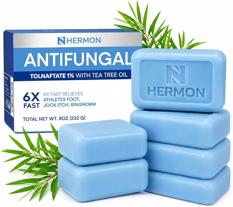 Sabonete em barra Hermon com óleo de tea tree para corpo e rosto — Pacote com 6 barras