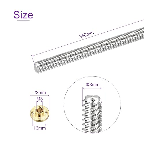 Miniatura 17 de DMiotech 15.748 in completamente rosca varilla T8x2mm tornillo de plomo con tuerca de latón kit para impresora 3D, máquina CNC