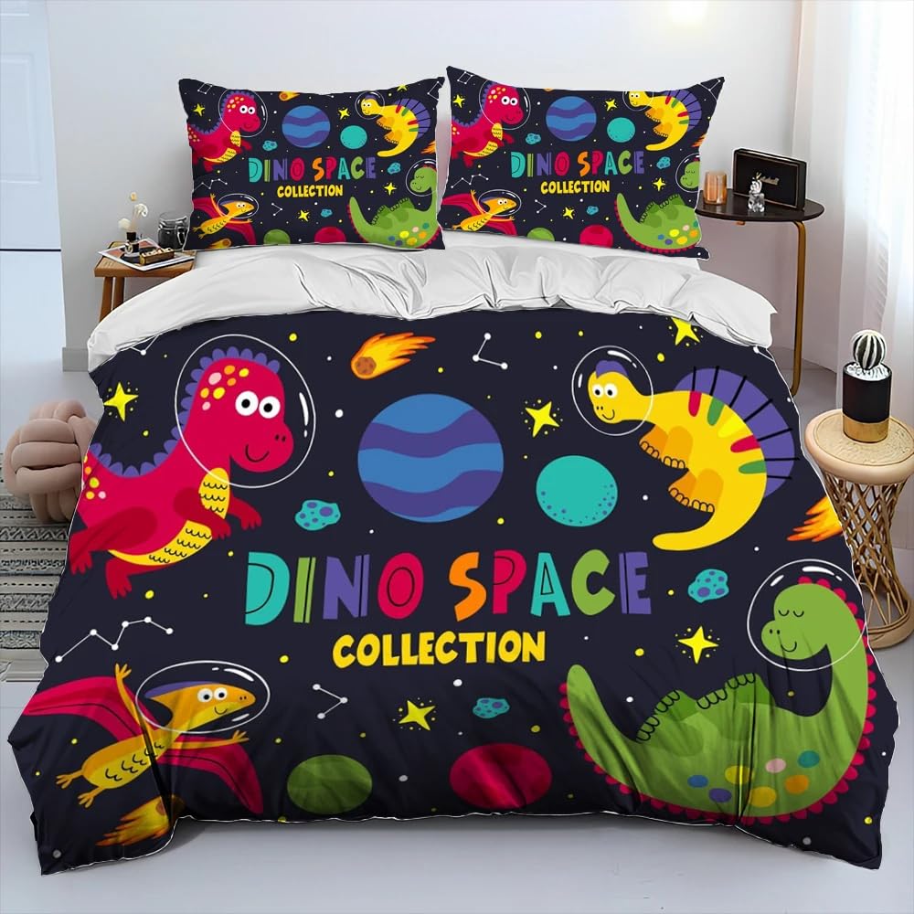 LMMSMGS King Size Duvet Cover Sets Dinosaur Duvet Cover King Size 94.5"x 86.6" with 2 Pillowcases 19.7"x 29.5" Bedding Sets Ultra Soft Warm Fluffy With Zipper Closure for Aldults Kids
