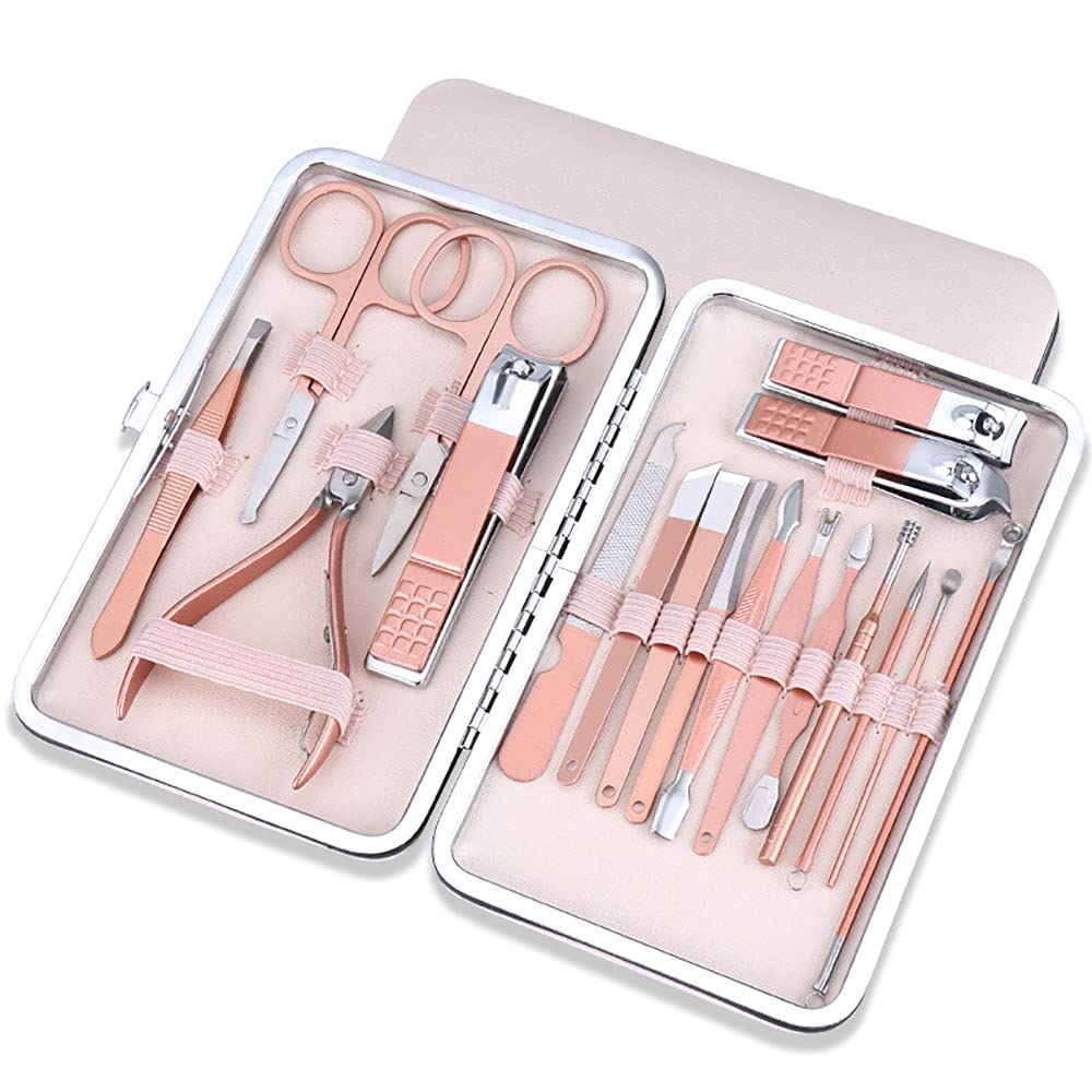 Kit manucure et pédicure de 18 pièces en acier inoxydable avec son étui
