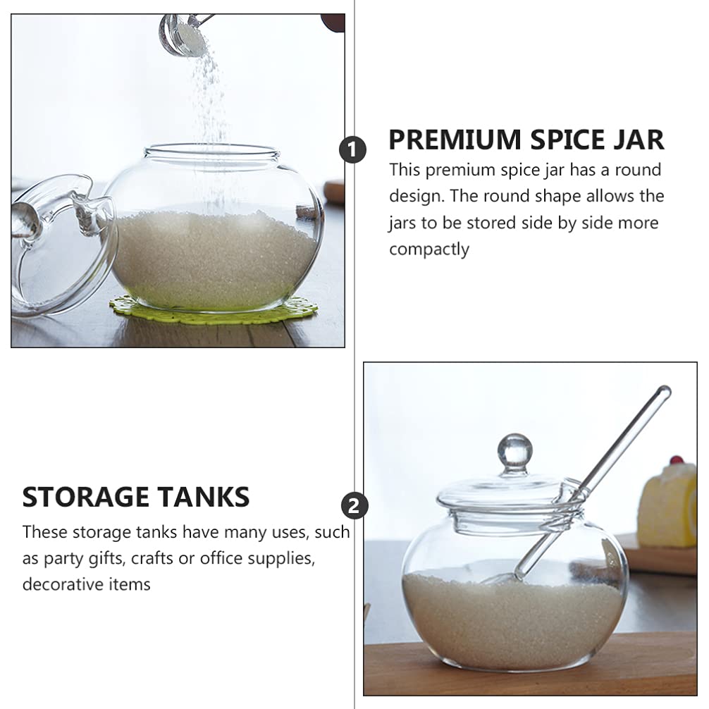 2 pezzi Vaso for miele con cucchiaino Sciroppo Zucchero Barattolo di vetro Cucina Miele Marmellata Contenitore for gelatina Spezie Caramelle Foglia di tè Vaso con coperchio/781