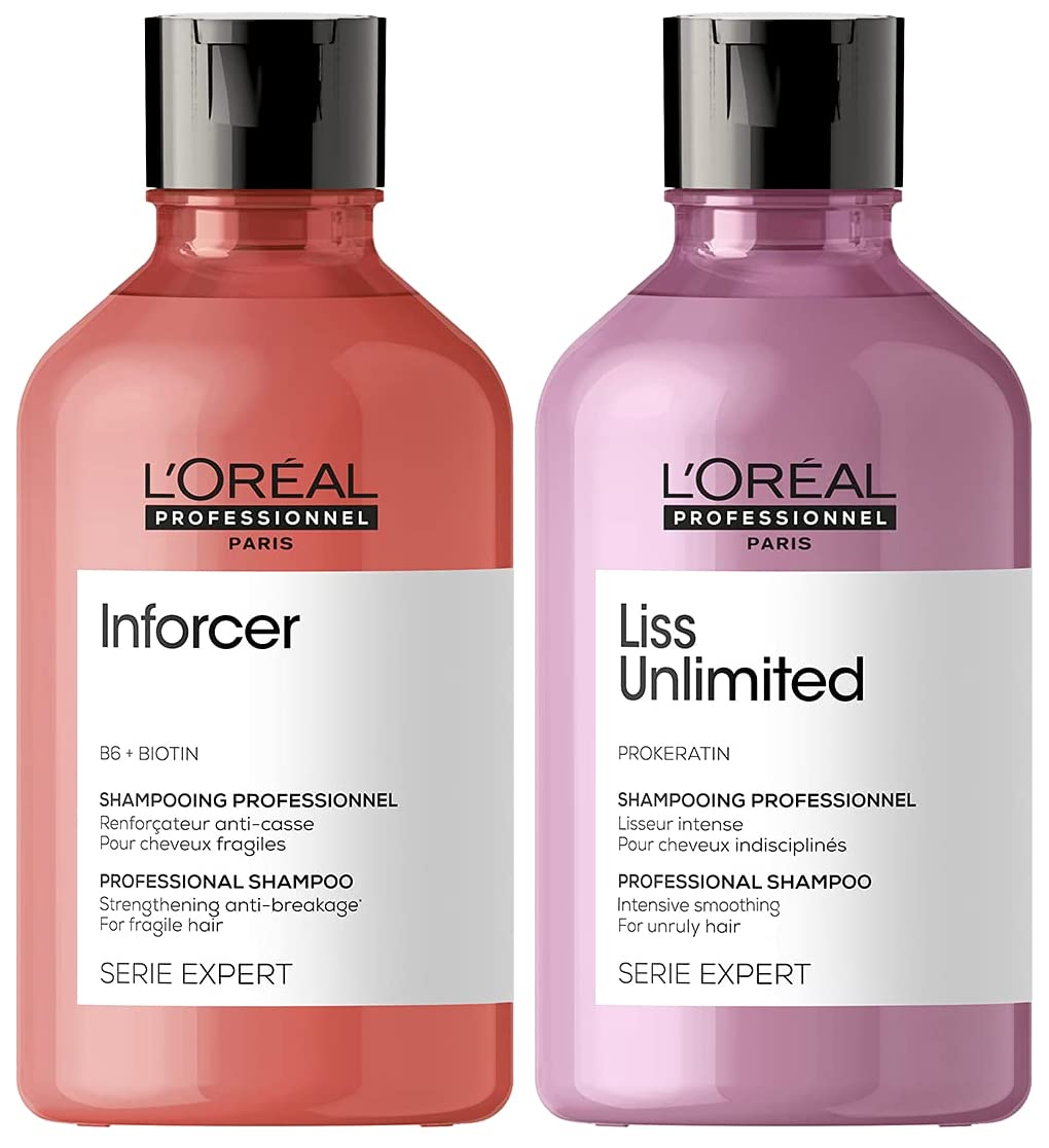 L'OREAL PROFESSIONNEL PARIS Serie Expert Inforcer Shampoo 300 Ml & Liss Unlimited Shampoo, Serie Expert, 300Ml-image-5