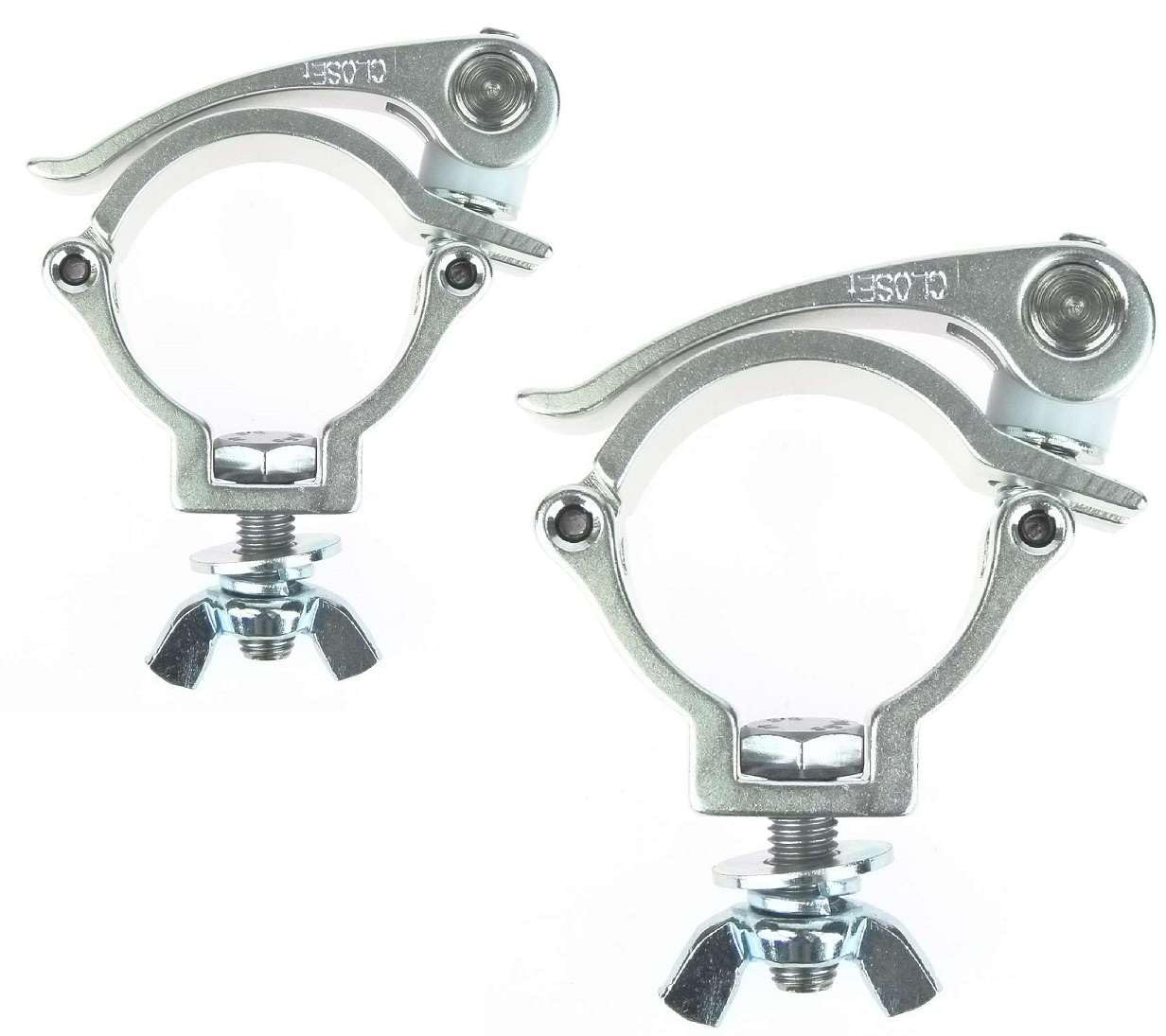 2 x Eurolite TPC-10QC silber Schnellspann Half Coupler 30 mm breit Schelle Trussaufnehmer für 50 mm Rohr I Maximallast WLL 100 kg TÜV
