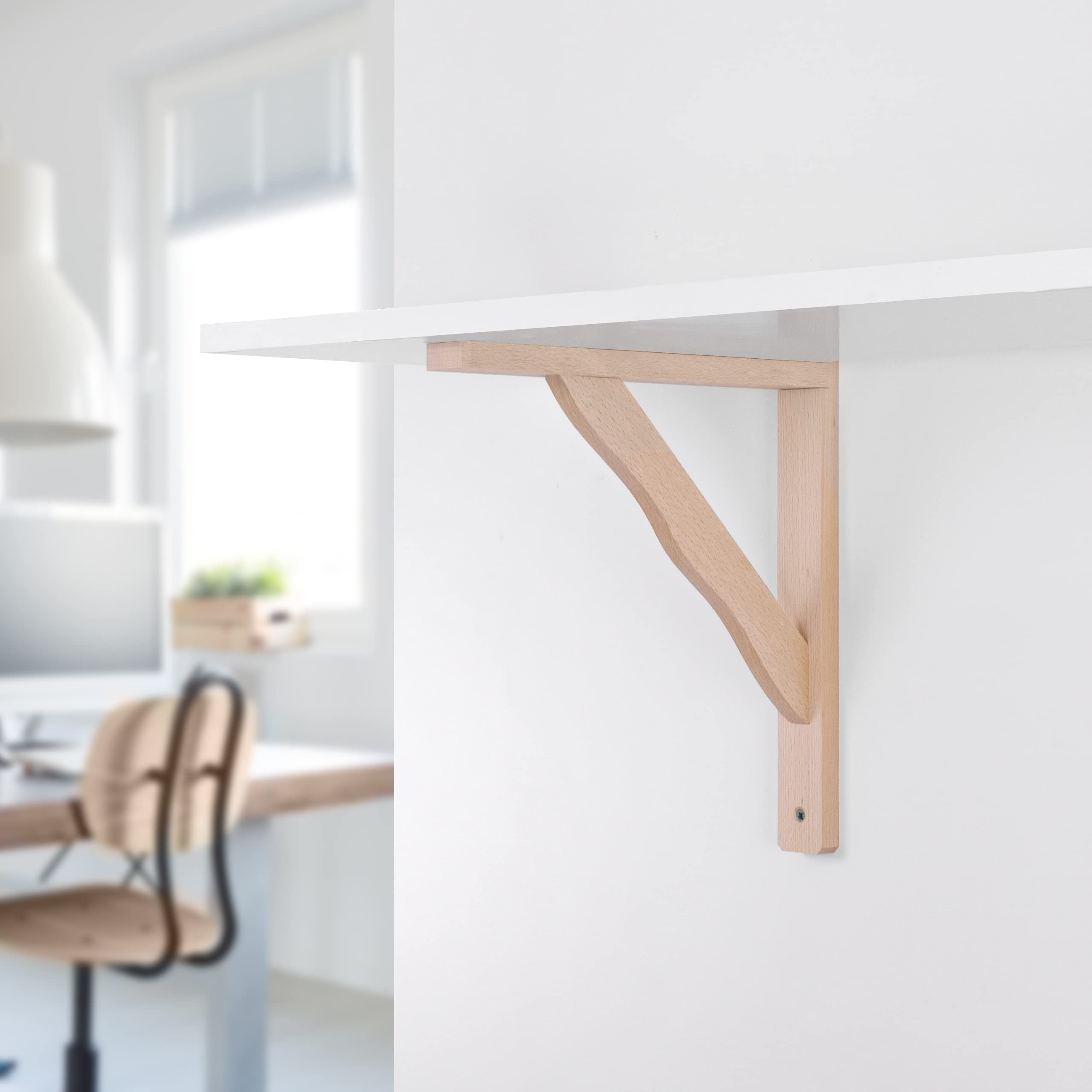 Gedotec Holzkonsole aus Buche | Regal-Halter geeignet für Bücherregale | BORK | 280x230 mm | 10 Stück Regalwinkel aus massivem Naturholz paarweise Tragkraft bis 38 kg | Schwerlastträger für Wandregale