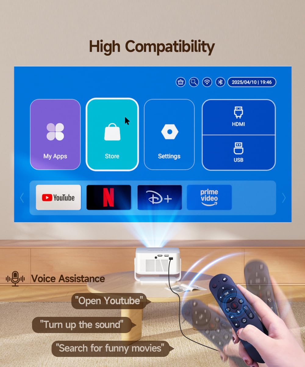 Magcubic Mini Videoprojecteur 4K– Videoprojecteur Ultra Courte Focale avec WiFi 6, BT 5.4, 260 ANSI, Autofocus et Correction Trapézoïdale Automatique pour Home Cinéma, Bureau et Camping