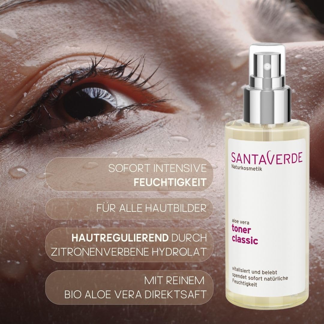 Santaverde Toner Classic 100 ml Refreshing Face Tonic with Aloe Vera and  Rose Water Invigorates and Nourishes : Amazon.ae: Beauty