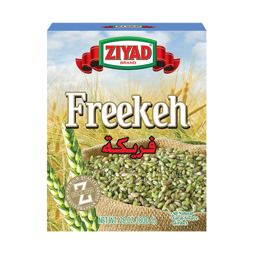 Ziyad Freekeh Fire Roasted Baby Wheat 28.2 oz - Nutty Earthy Flavor - Vegan Ancient Grain - Gluten Free, High Protein Fiber-Rich - Ideal for Pilafs, Soups, Salads - No Presoaking Needed