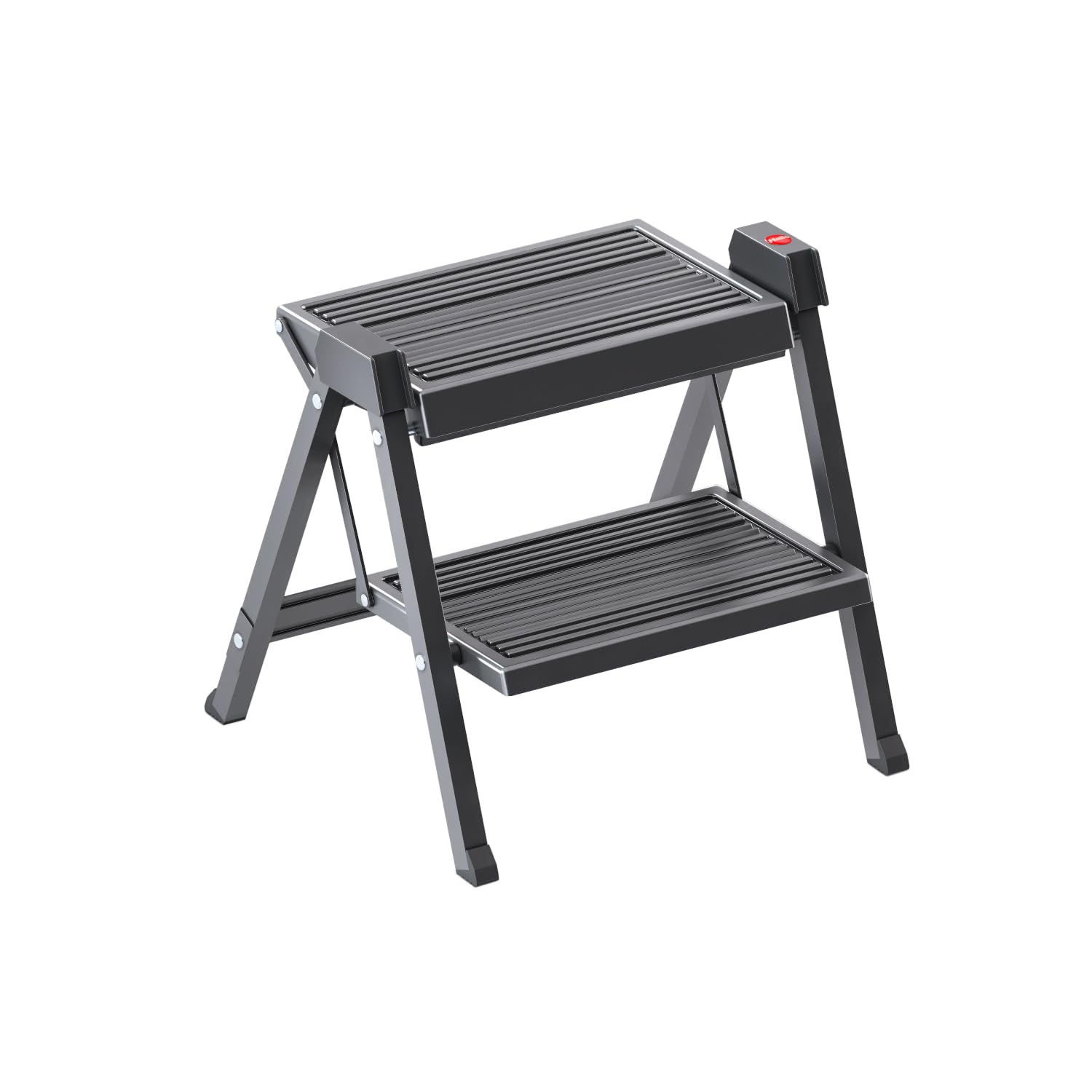 Hailo Stepfix 4410001 Stepfix 3.Generation - Escalera Plegable (2 peldaños, compacta y Segura, Antideslizante, Capacidad de Carga hasta 150 kg, Estable y fácil de Plegar)