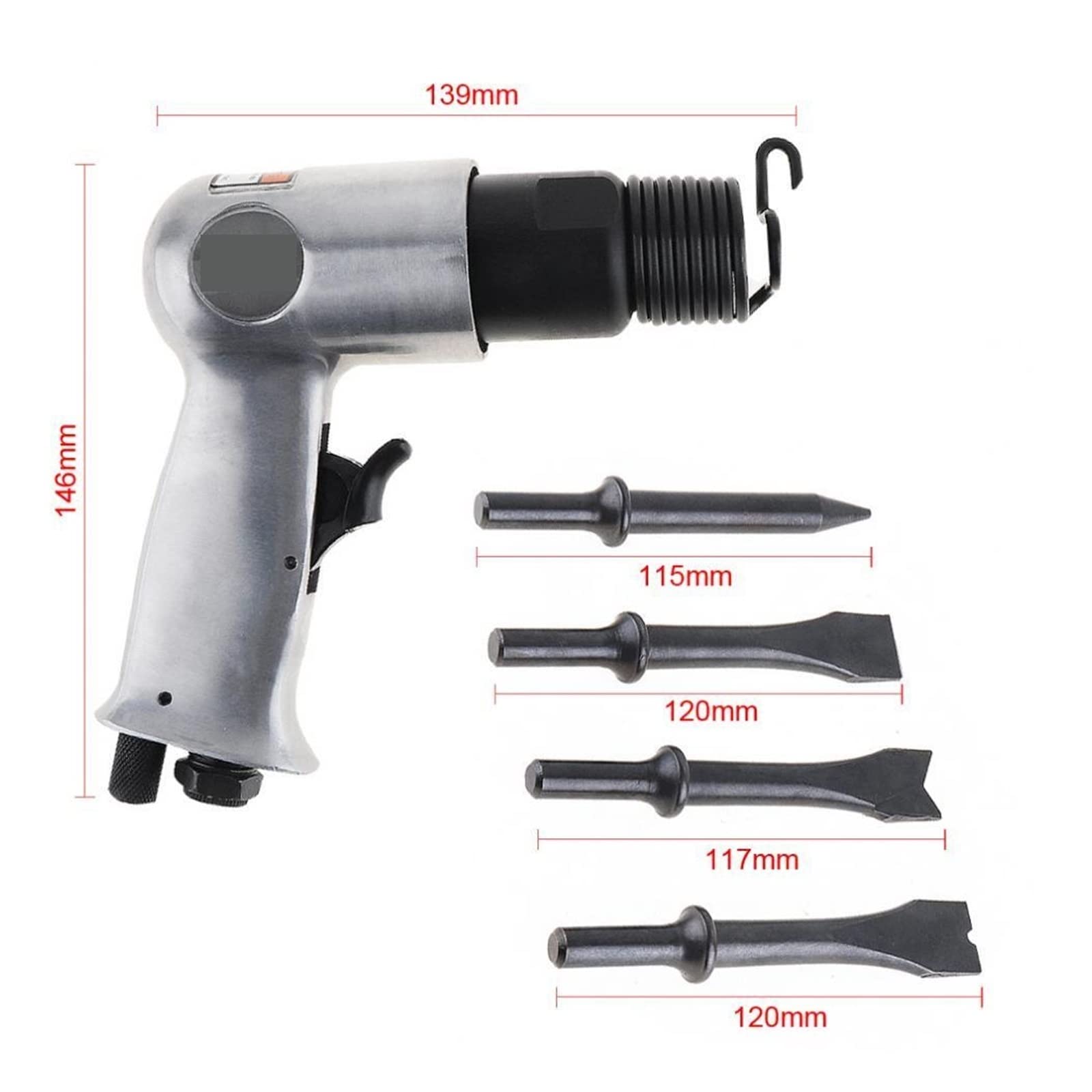 Set di scalpelli per martello pneumatico Trapano a percussione for impieghi gravosi 9150 120mm professionale palmare pistola a gas pale martello pneumatico piccolo antiruggine utensili pneumatici con