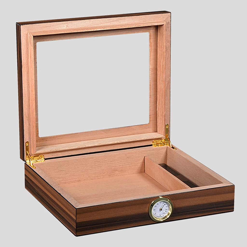 Sigaren Humidors, Glass Top Cedar Humidor, handgemaakte sigarendoos met hygrometer en luchtbevochtiger, luxe sigaren Desktop Box Humidor, heren beste sigaaraccessoires cadeau