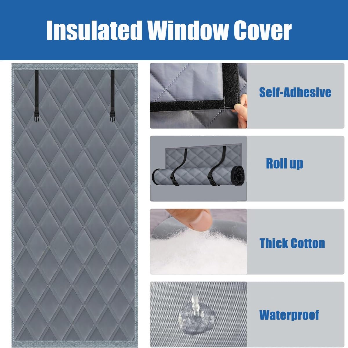 Fensterisolierungsset, Fenster Isolierung Gegen Kälte, Fensterfolie Winters Wärmeschutzvorhang Fenster Verdunkelungsvorhang Aus Baumwolle&Oxford für Schlafzimmer(Grau,47x118in/120x300cm)