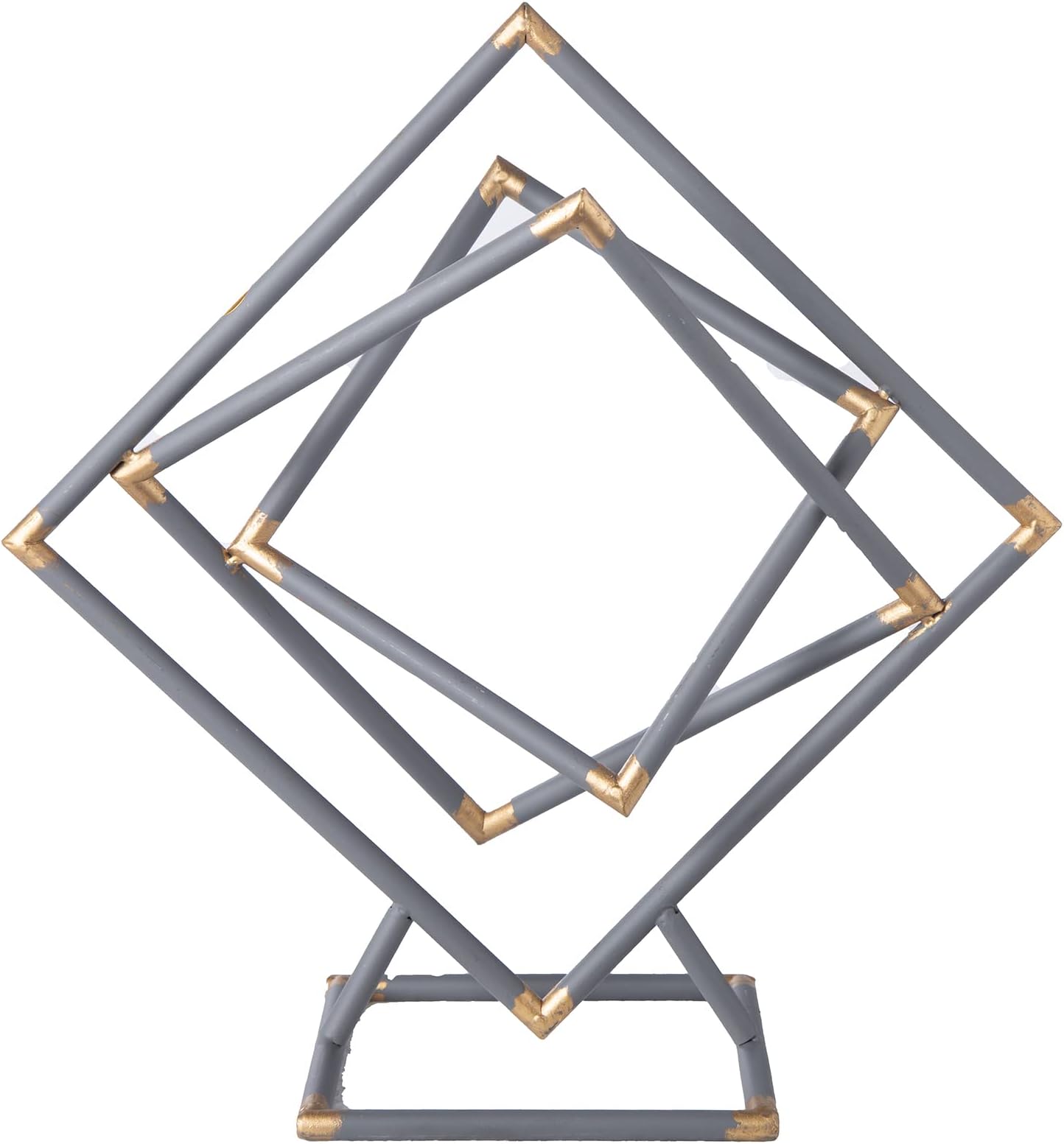 Urban Trends Collection Metal Abstract Tangled Square Sculpture with Base,Table Decor Accents for Living Room, Library, Bedroom, Office, Home Table, Gray Finish, Set of 2, Size:14.00"x6.00"x14.25"H