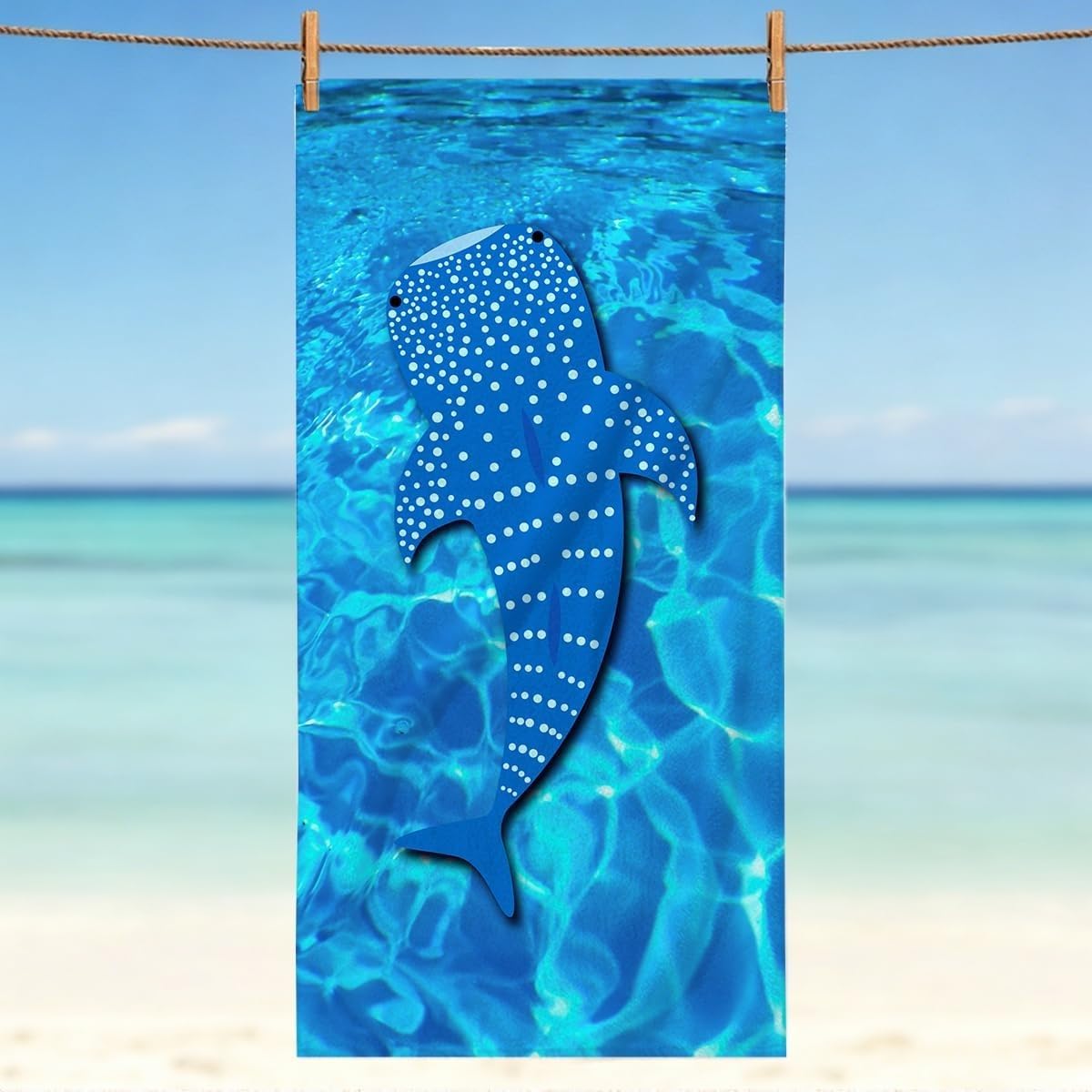 YZQGLHP Whale Sharks Microfibre Beach Towel The Sea Beach Bath Towel Quick Drying, Lightweight, Sand-Free, Durable, for Pool, Gym, Camping, Travel Towel 80x180cm