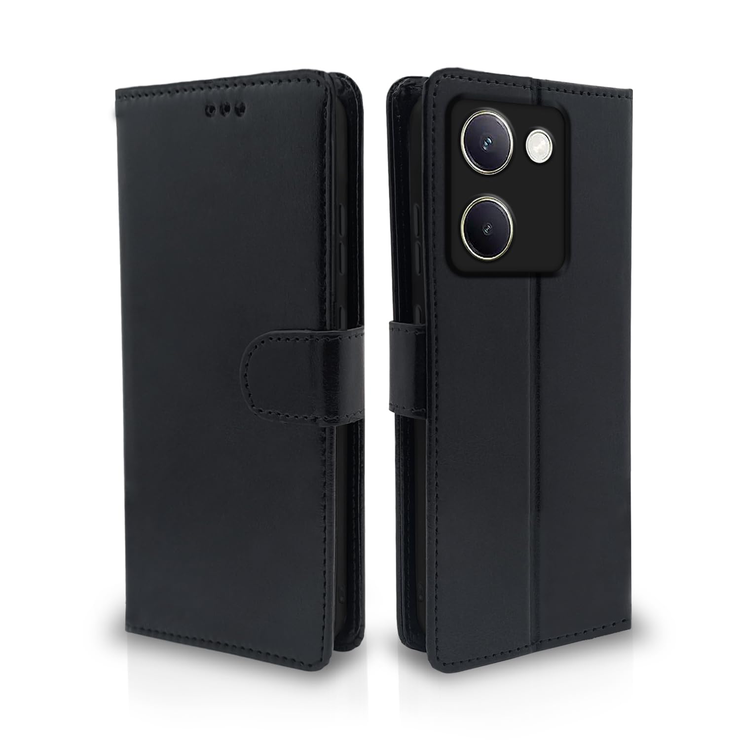 Pikkme Vivo Y200 Pro 5G Flip Cover Leather Finish | Inside TPU with Card Pockets | Wallet Stand and Shock Proof | Complete Protection Flip Case (Black) (B0D5BD5WR1) Amazon Price History, Amazon Price Tracker