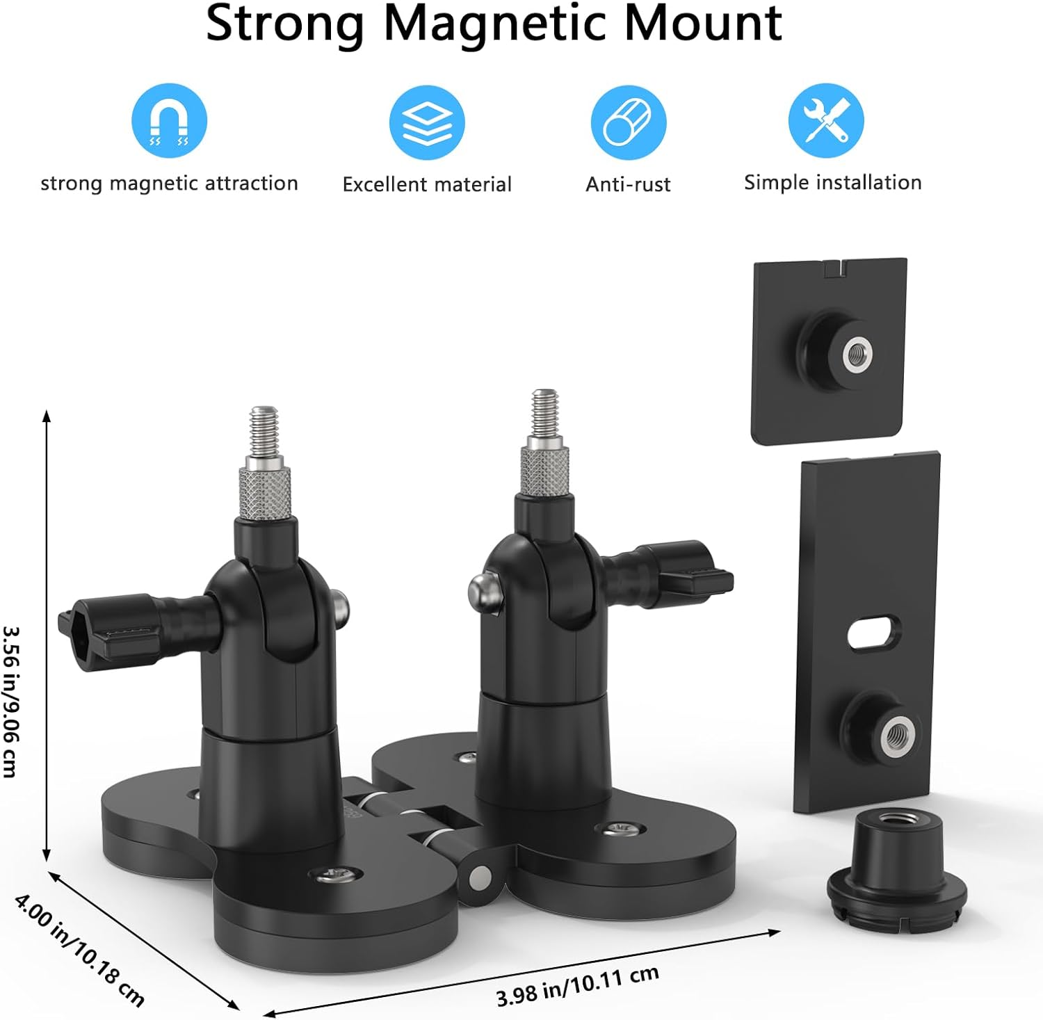HOLACA Magnetic Dual Camera Pole Mount with Two 1/4" Threaded Points for Ring, Eufy, Blink,Google Nest, Wyze, Arlo, Simplisafe, Reolink, TP-Link Tapo Cameras and Solar Panels