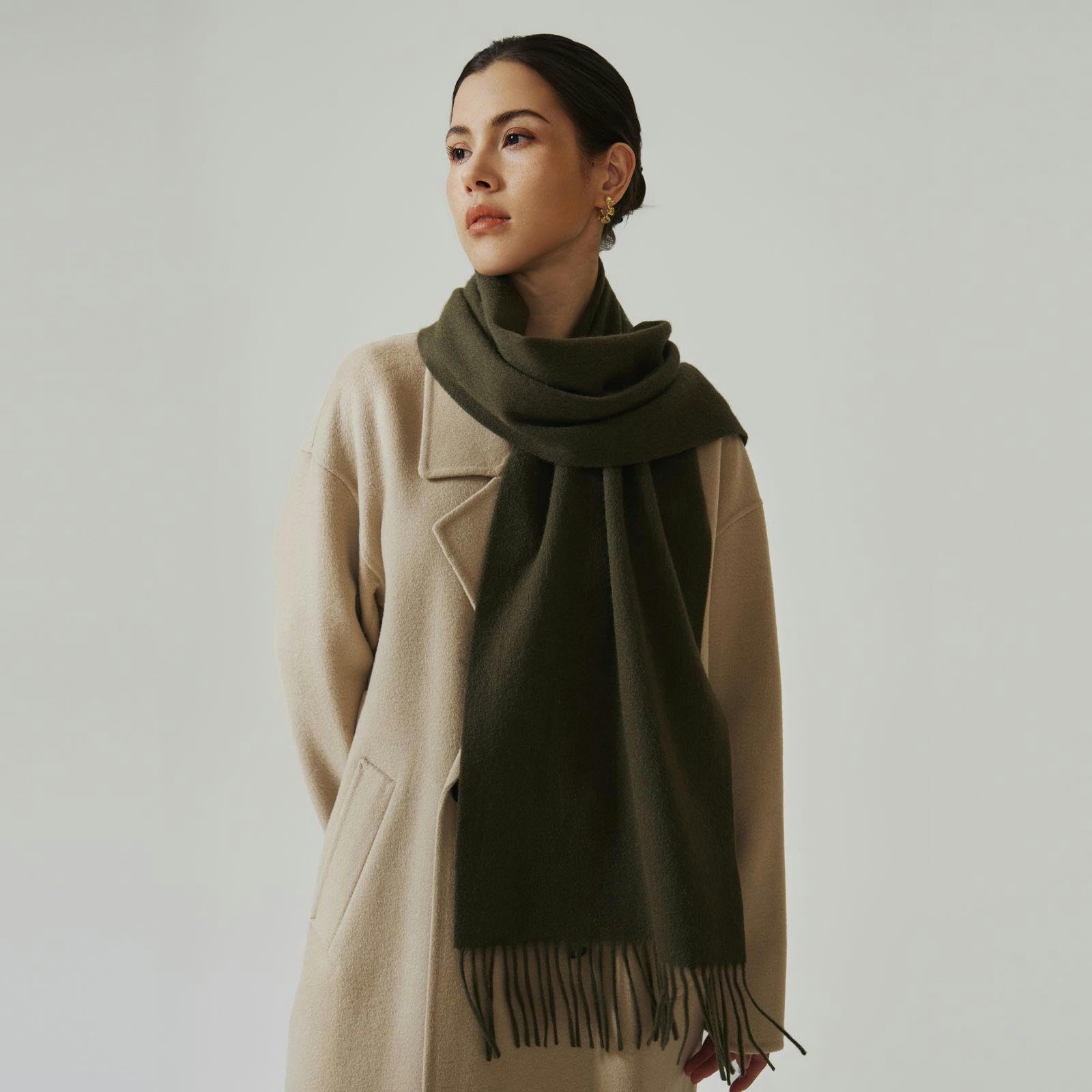 Sciarpa Donna Lana Sciarpa Femminile Autunno E Inverno alla Sciarpa Sciatto Versatile da Uomo in Cashmere with Tassels Ladies Regalo 190 * 31 Cm-Grigio Rosa A