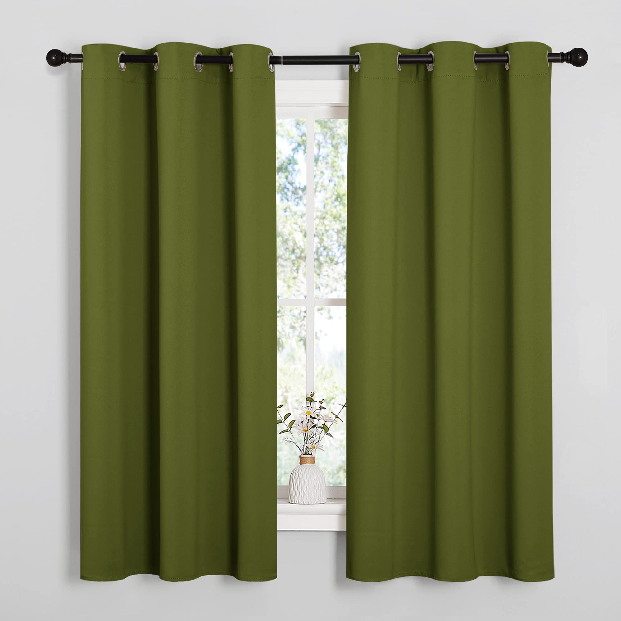 NICETOWN Kitchen Curtain Panels Blackout Draperies, Thermal Insulated Solid Grommet Blackout Curtains/Drapes for Christmas Window Decoration (1 Pair,