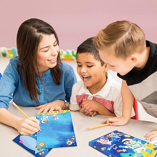 Miniatura 3 de Space Stationary - Juego de papel y sobres para niños con forro para niños, 30 hojas + 20 sobres, 8.3 x 5.9 pulgadas de cada papel estacionario