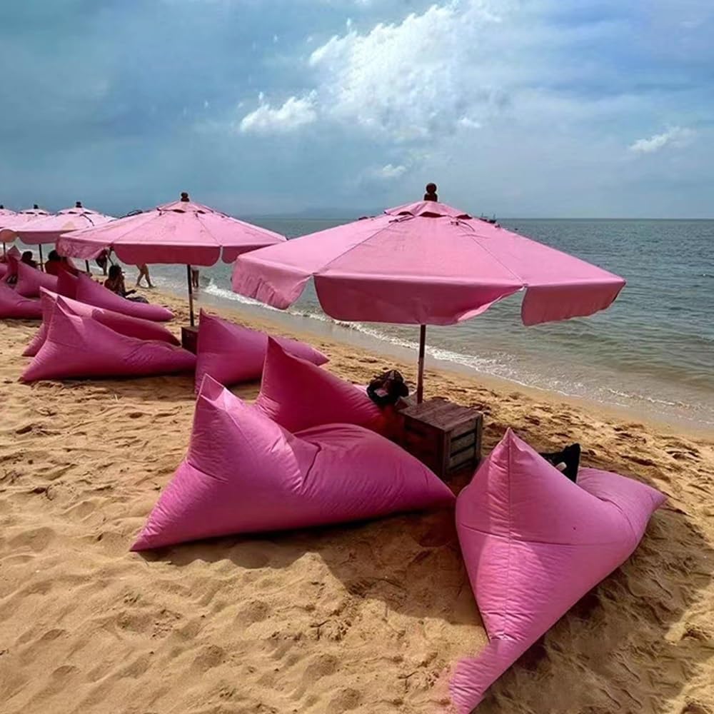 SXBCyan Waterproof Bean Bag Chair Cover（No fillers） Outdoor Oxford Lazy Sofa Giant Triangular Beanbag Pouf Couch Beach Floating Pool Floor Seating Oversized Relaxation Soft Chaise Lounge(Dark Blue)