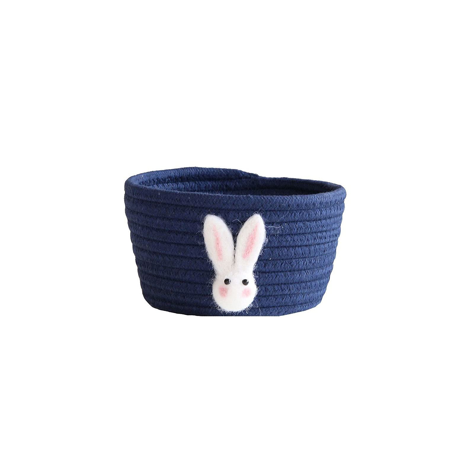 JINGYAN Storage Boxes Animal Handmade Cotton Rope Woven Storage Basket Toy Desktop Box Sundries(D)