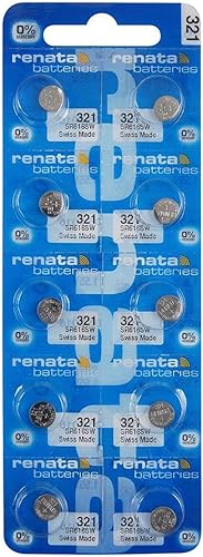 Renata 321 SR616SW Baterías 1.55 V Óxido de Plata 321 Batería de reloj (10 unidades)
