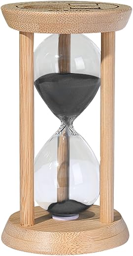 SuLiao Wooden Sand Timer 15 Minute Hourglass, Bamboo Sand Clock, Small Black Sand Watch 15 Min, Reloj De Arena Hour...