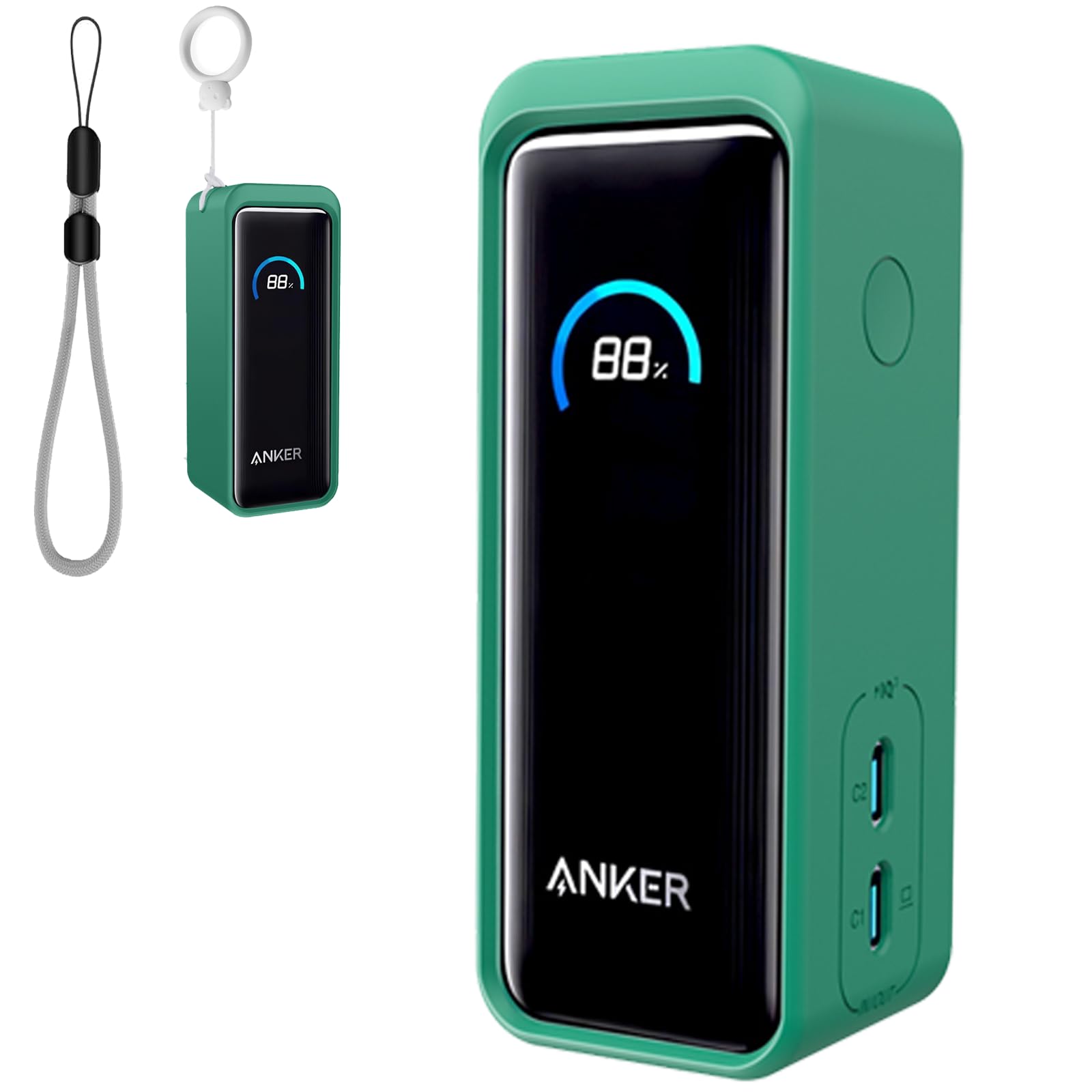 Case for Anker Prime Power Bank 9600mAh 65W Soft Skin Silicone Case Cover with Lanyard Full Protective Case