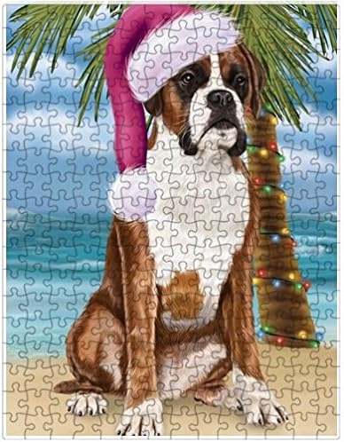 Christmas Summertime Beach Boxer Dog Jigsaw Puzzle for Adults - Animal Printed Interlocking Puzzle Game Artwork - Gift for Dog Lover's -1000 Pcs 29.5"x19.7", PZLE63124