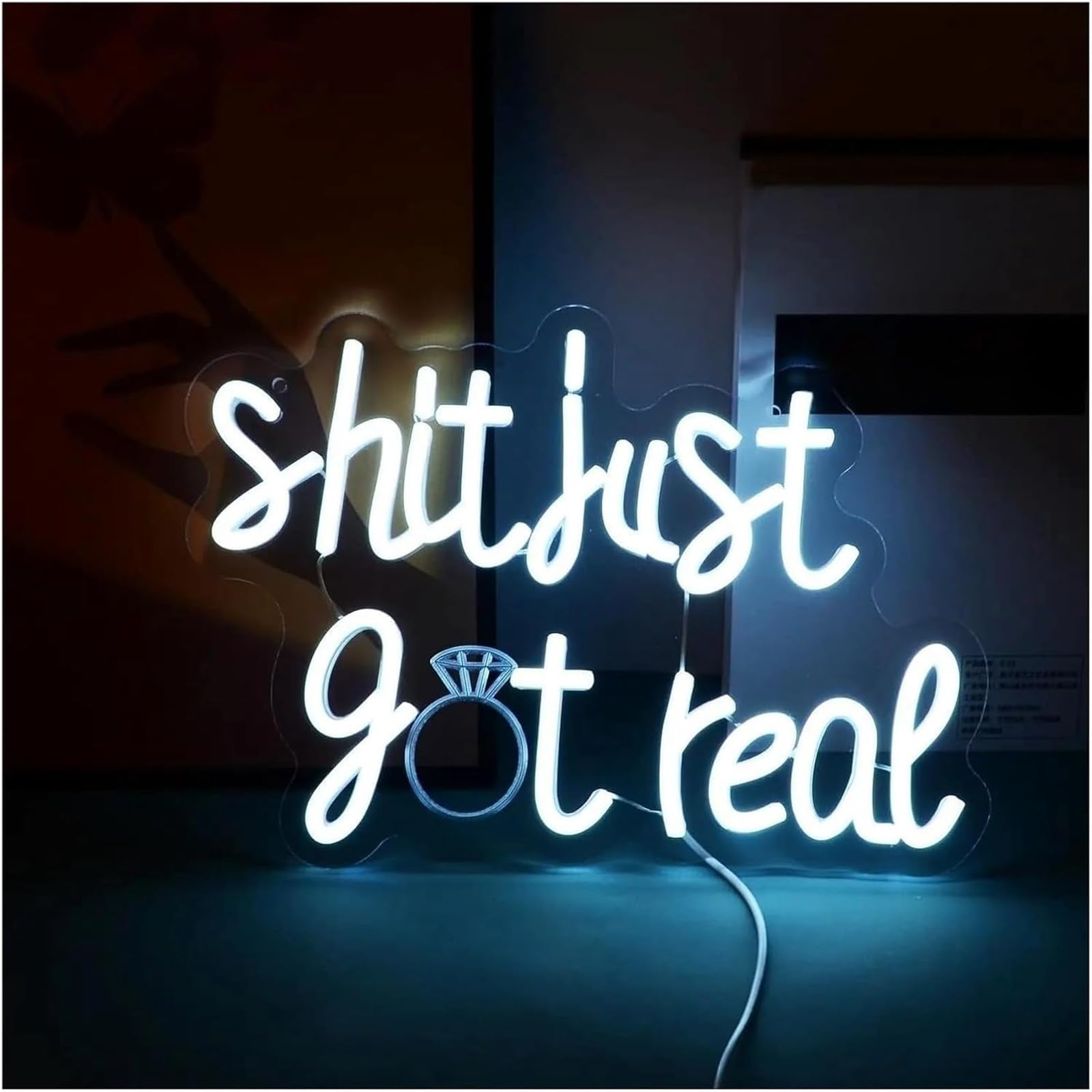 Zynther Neon lamp for neon Lamp Shit Just Got Real for Sign Letters Dimmable Switch/Humor Words