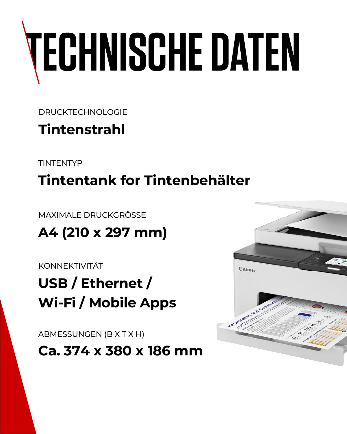 Canon MAXIFY GX1050 Tintenstrahldrucker 3-in-1 Multifunktionsdrucker MegaTank (Drucker, Scanner, Kopierer, WLAN, Cloud, Duplexdruck, 250 Blatt Kassette, Tintentank) Enthält 6 x Tintenflaschen