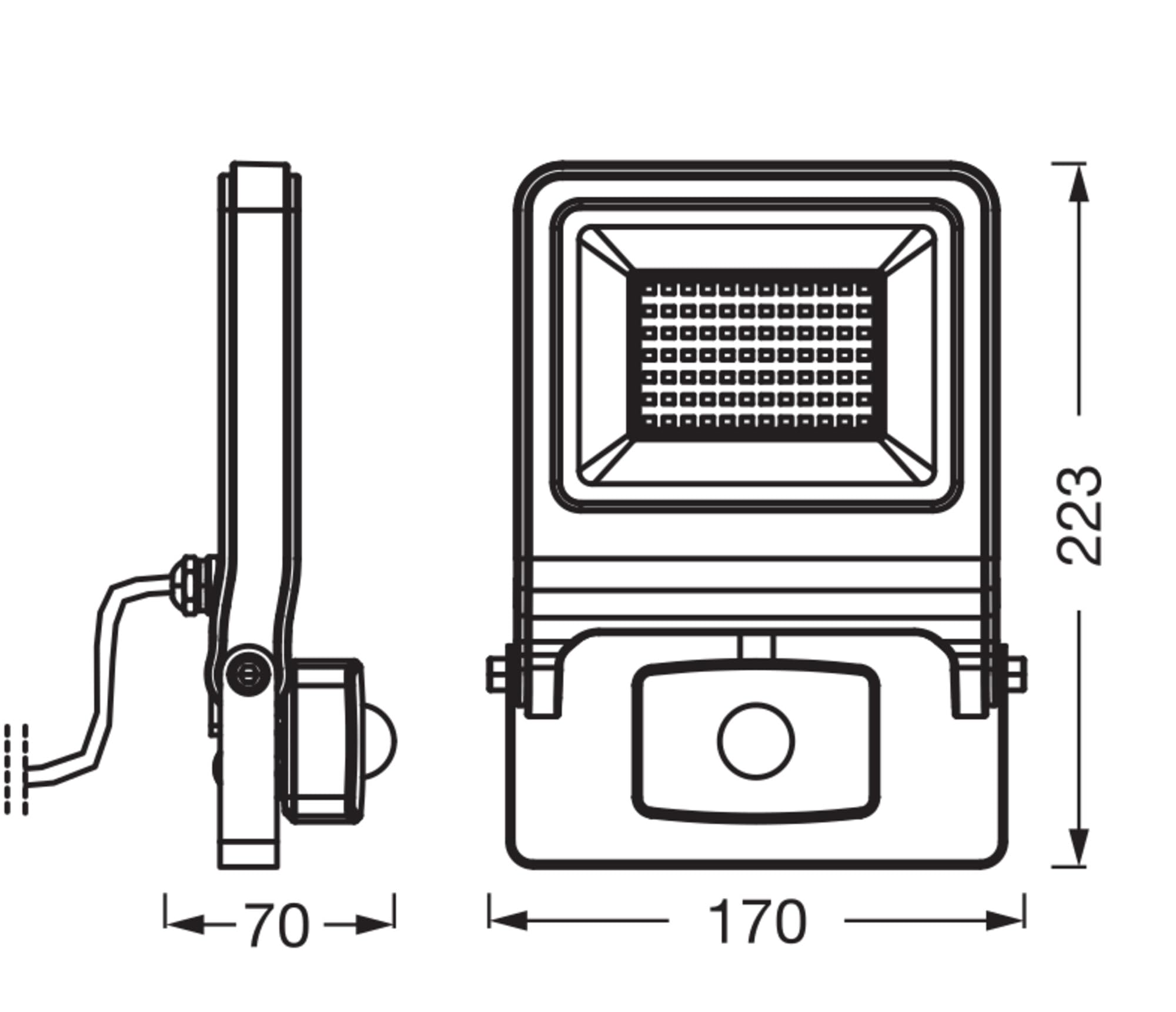 Osram ENDURA FLOOD PC 50W LED-Fluter 4000K 5000 Lumen IP44 Flutlicht IR-Melder 9m Dunkelgrau