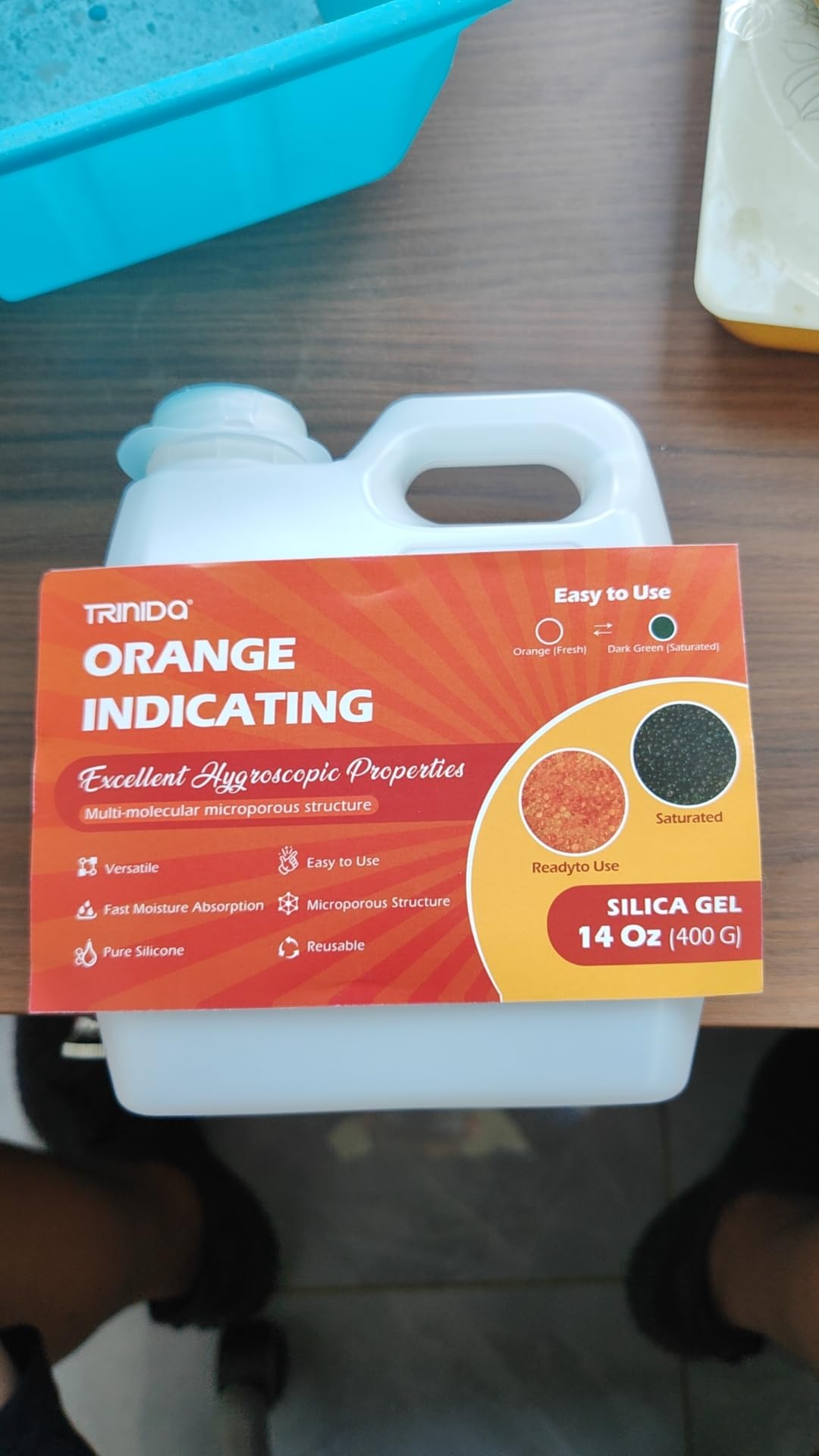 TRINIDa Orange Silica Desiccant Beads 2LBS, Indicating Silica Gel Bead Drying Silica Beads Reusable Silica Gel Desiccant for Camera, Electronic, Books, Documents, Clothes, Painting, Jewelry