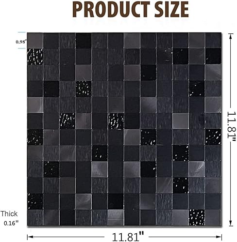 Miniatura 5 de YMMXGE Panel de 5 hojas autoadhesivas 3D para cocina, mosaico de aluminio metálico autoadhesivo para pared, 11.81 x 11.81 x 0.15 pulgadas, 4.8 pies