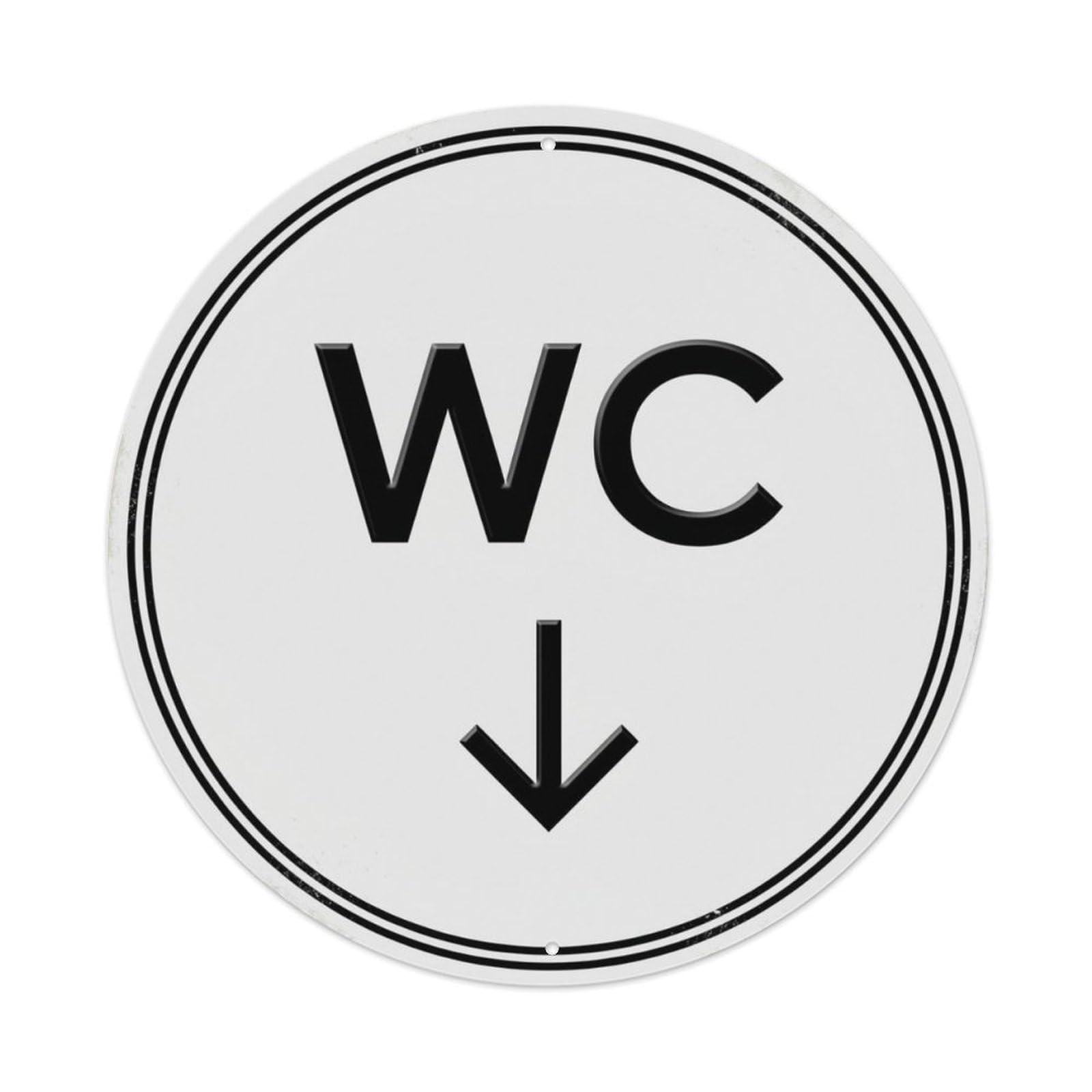 Toilet （WC） Classic Arrow Shield Metal Tin Sign Plaque Wall Decor for Cafe, Club Bar, Office, Home Garden Round Metal Poster 8x8Inch