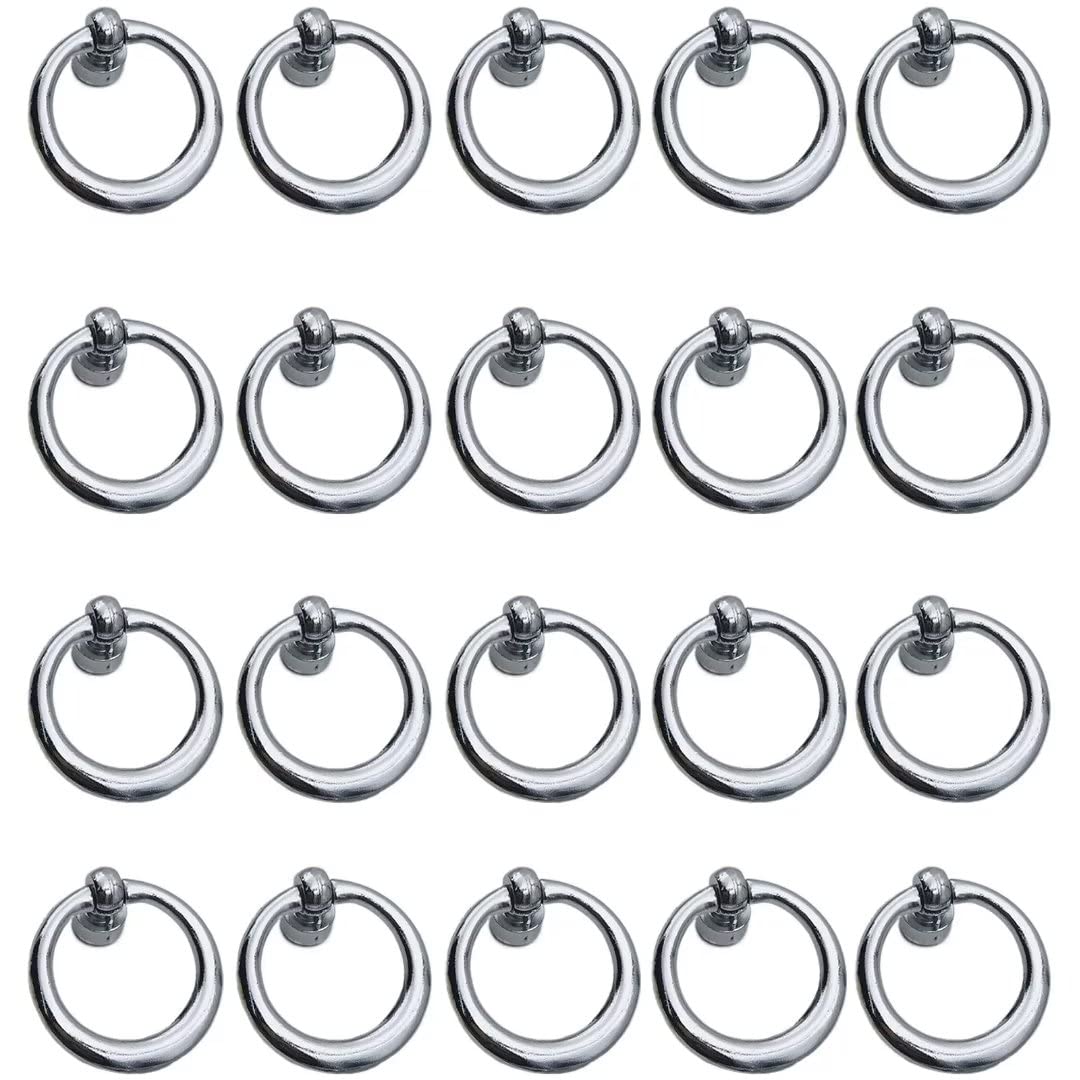 Ydhsikk Silver Drawer Handles, Pack Of 20 Multicolor Multiple Sizes Zinc Alloy Door Ring Pull Handles For Cabinet Drawer Wardrobe(,Style B)