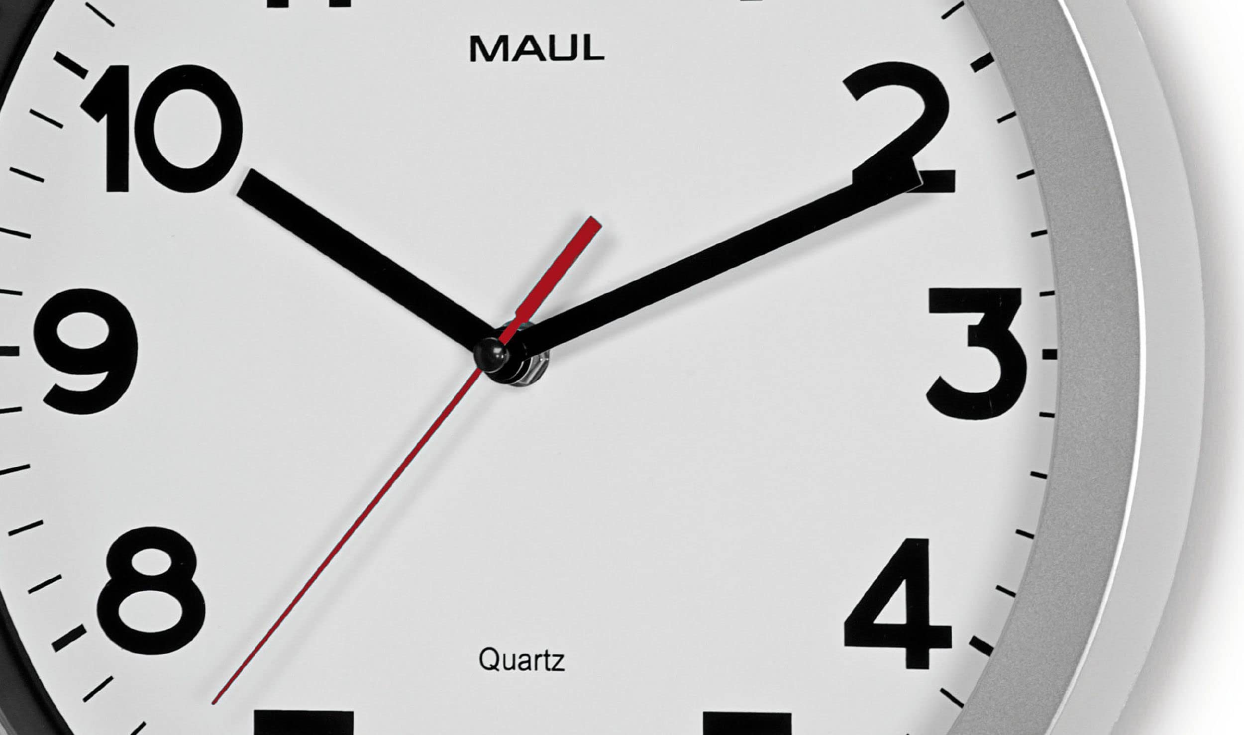 Maul Horloge Murale MAULstep 30 cm, Horloge à Quartz, Argenté