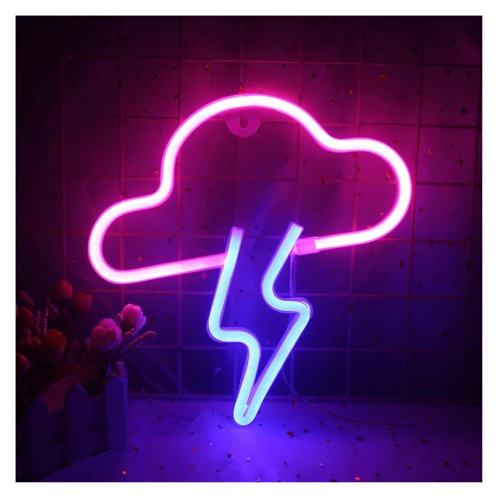 Luz de Diseño de Digital LED NEON LOD Lightning Diseño De Nubes De Neón Lámpara De Pared De Pared Luz Para La Noche Para La Decoración De La Habitación Bar De Fiesta Bar Xmas Regalo (Color : C)