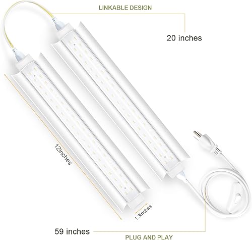 Miniatura 4 de SpeePlant Tiras de luz LED T8, luces de cultivo de plantas de 1 pie para plantas de interior de espectro completo, luces de cultivo para inicio de