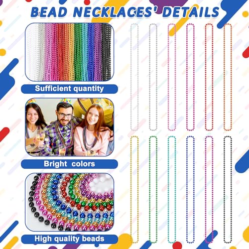 Huskein 200PCS Mardi Gras Beads, 33" Bead Necklace, Colorful Mardi Gras Accessories, Women Men Party Beads Parade Throws Bulk for Christmas Pirate Baby Shower Carnival Birthday Party Supplies Decor by Huskein - Image 2