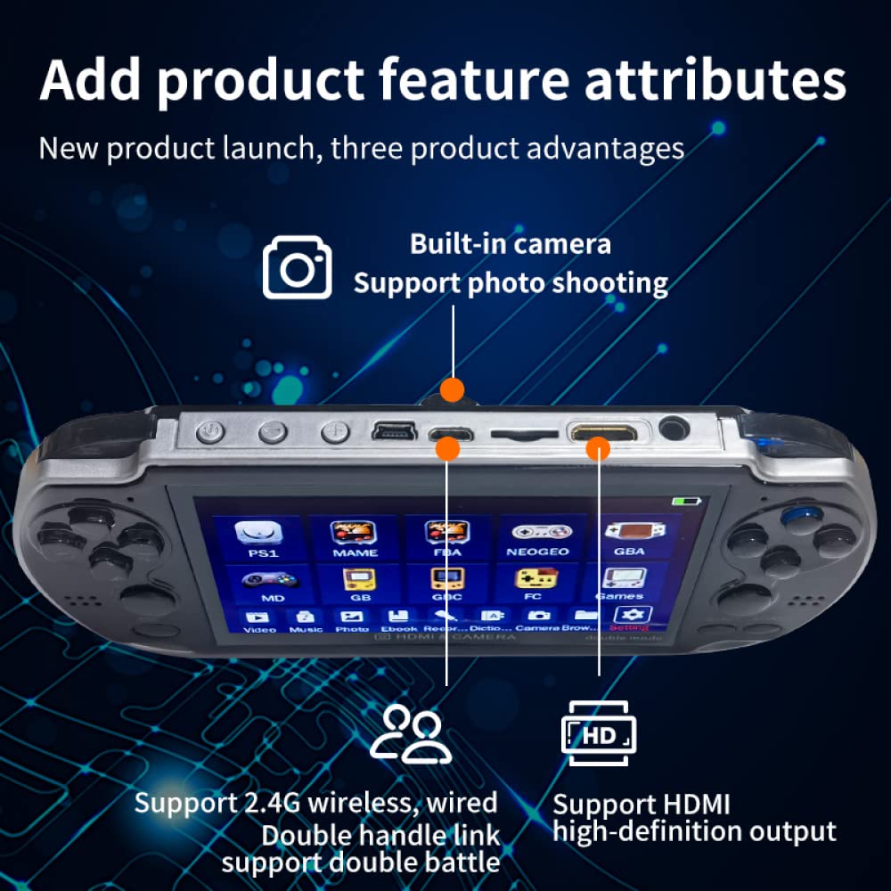 AARONMEI Console Per Videogiochi Da 8GB Fotocamera Portatile Con Schermo A Colori Da 4,3 Pollici Console Di Gioco Portatile Con Doppio Joystick Gioco Per Console Di Gioco 10000