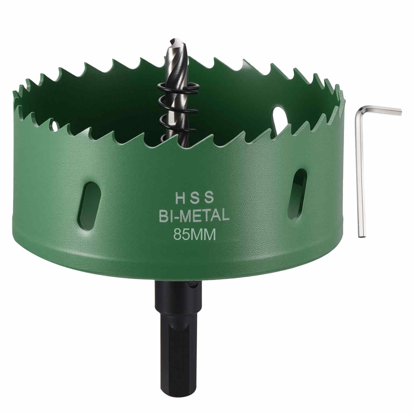CoCud 3-11/32"(85mm) Hole Saw, M42 Bi-Metal Hex Shank Hole Cutters Drill Bit with Spring