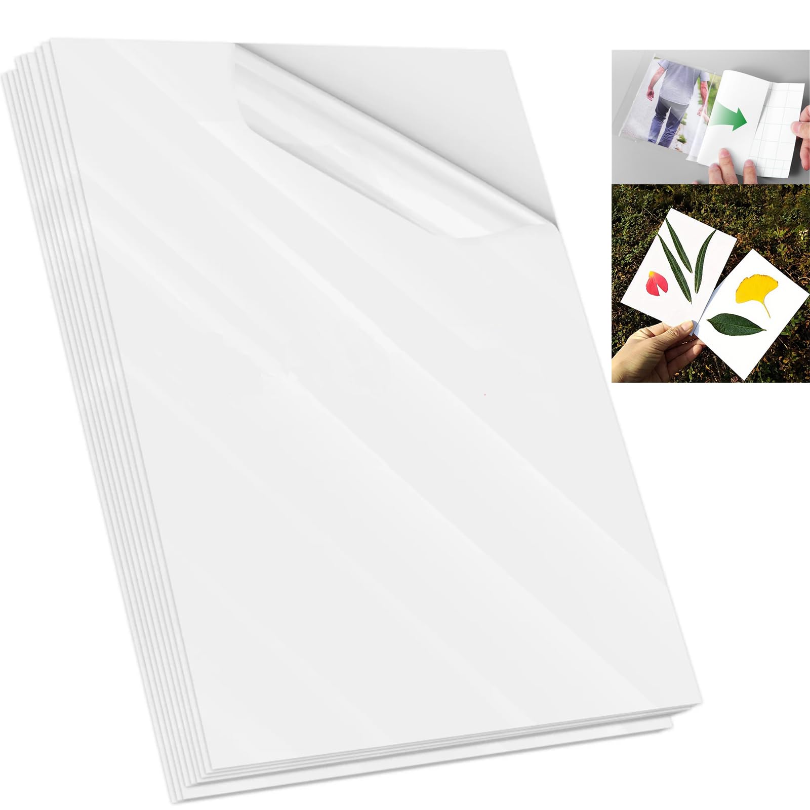 Films de Plastification A4 25 Pièces, Feuilles Plastique Autocollantes et Imperméables, Pochettes Transparentes Brillantes