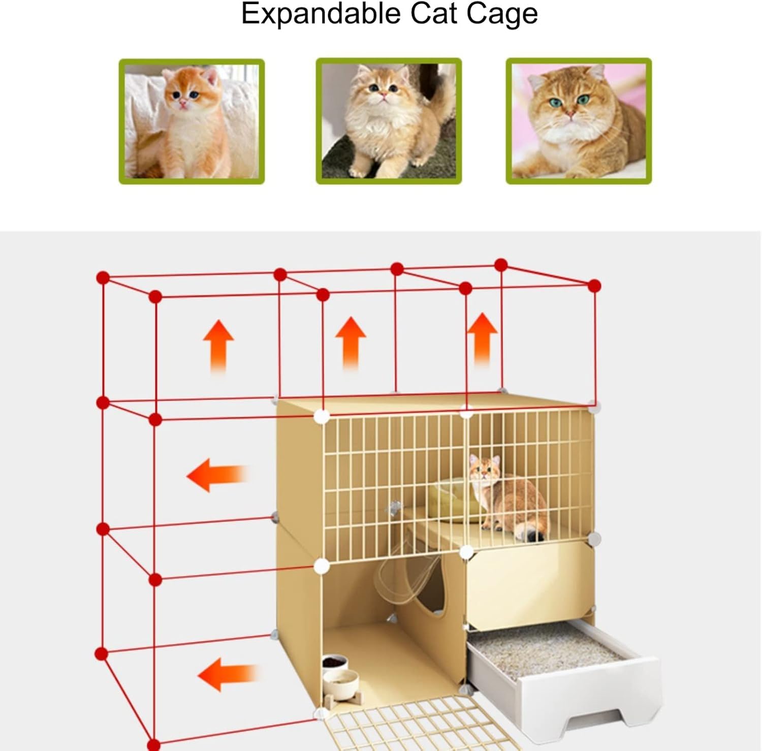 Transportbox for Haustiere – DIY-Käfig mit Tür und Tablett(75X49X109cm)